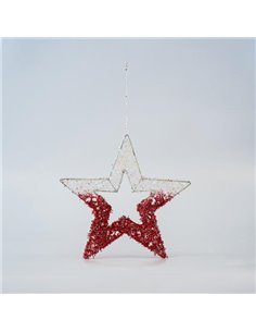 Αστέρι κρεμαστό, πλέγμα, λευκό-κόκκινο, 25εκ.