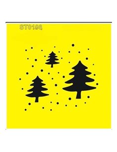 Στένσιλ πλαστικό "Χριστουγεννιάτικα δέντρα" 16x16εκ.  (ST0108A)