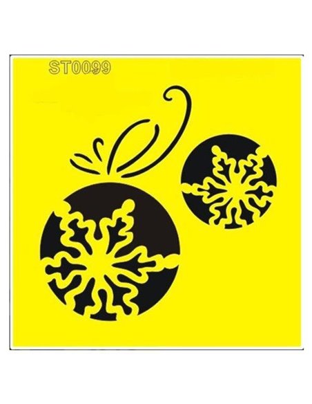 Στένσιλ πλαστικό "Χριστουγεννιάτικες μπάλες" 16x16εκ.  (ST0099A)