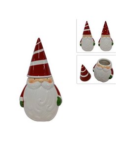 Χριστουγεννιάτικο διακοσμητικό κουτί για μπισκότα κεραμικό με τον Αγιο Βασίλη Υ28xØ14εκ. κοκτέηλ 2 χρώματα