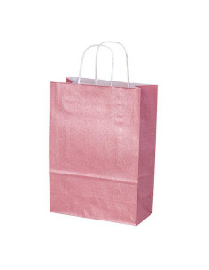 Next χάρτινη τσάντα glitter ροζ με στριφτό χερούλι Υ41x32x12εκ.