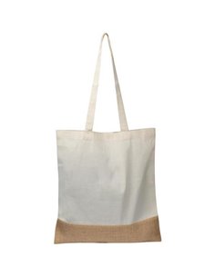 Τσάντα βαμβακερή με μακρύ χερούλι και βάση από λινάτσα Υ42x38εκ.