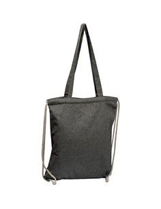 Τσάντα από ανακυκλωμένο βαμβάκι με μακρύ χερούλι και ιμάντες πλάτης μαύρη Υ42x37,5x3εκ.
