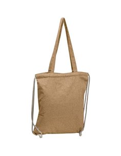 Τσάντα από ανακυκλωμένο βαμβάκι με μακρύ χερούλι και ιμάντες πλάτης μπεζ Υ42x37,5x3εκ.