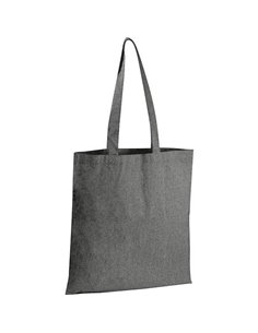 Τσάντα από ανακυκλωμένο βαμβάκι με μακρύ χερούλι μαύρη Υ42x37,5x2εκ.