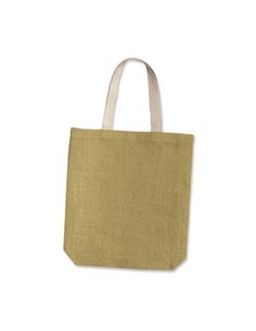 Τσάντα, Y38x8x38εκ από γιούτα/λινάτσα  με λευκές λαβές