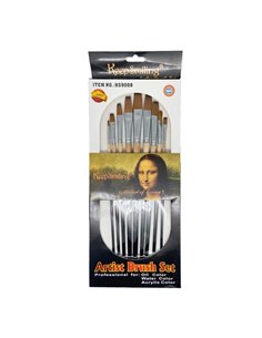 Σετ 9 πινέλα με flat συνθετική τρίχα σε blister