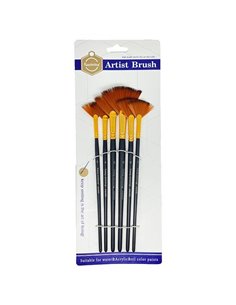 Σετ 6 πινέλα βεντάλια με συνθετική τρίχα σε blister