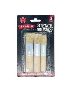 Σετ 3 πινέλα με συνθετική τρίχα για stencil