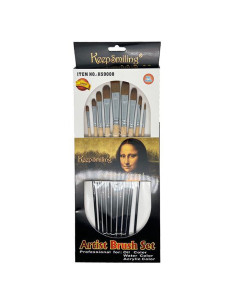 Σετ 9 πινέλα με oval συνθετική τρίχα σε blister