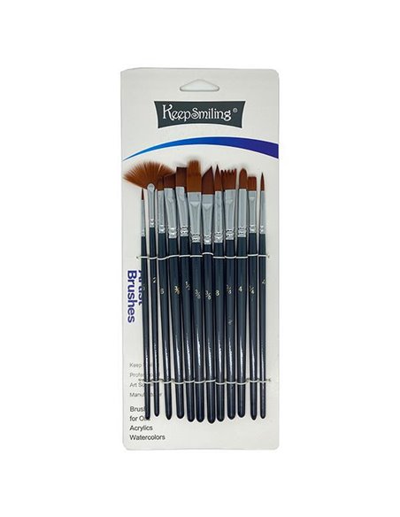 Σετ 12 πινέλα με συνθετική τρίχα σε blister