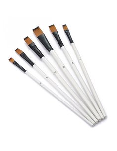 Σετ 6 πινέλα με flat συνθετική τρίχα σε blister