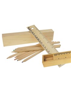 Ξυλομπογιές - χάρακας σε ξύλινη κασετίνα 8 χρώματα