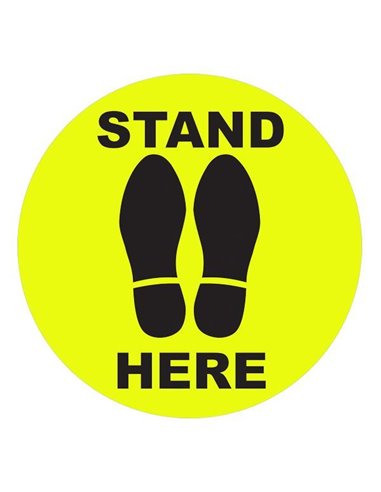 Αυτοκόλλητο δαπέδου "STAND HERE", 30 εκ. διάμετρος