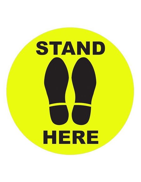 Αυτοκόλλητο δαπέδου "STAND HERE", 30 εκ. διάμετρος