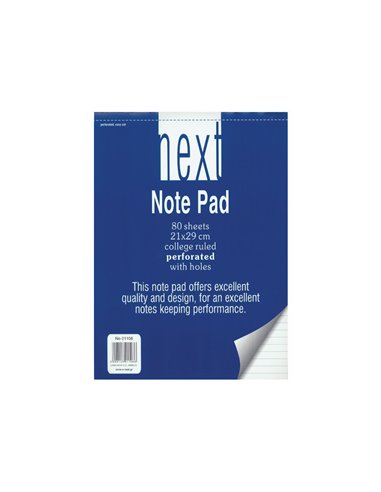 Next μπλοκ ριγέ με τρύπες 21x29εκ. 80φυλ.