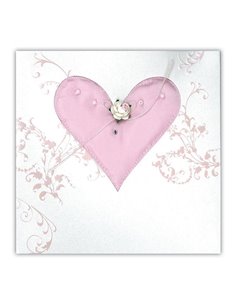 Κάρτα-προσκλητήριο με φάκελο "Καρδιά ροζ" 13x18εκ.