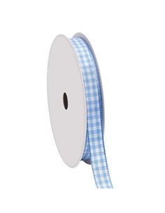 Κορδέλα καρώ με ούγια γαλάζια 6mm ρολό 45μ.