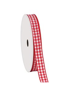 Κορδέλα καρώ με ούγια κόκκινη 6mm ρολό 45μ.