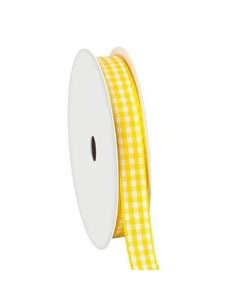 Κορδέλα καρώ με ούγια κίτρινη 6mm ρολό 45μ.