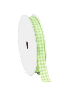 Κορδέλα καρώ με ούγια λαχανί 6mm ρολό 45μ.