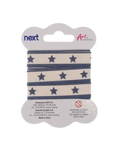 Κορδέλα αστέρια μπλε  βαμβακερή 1.5εκ. x 2 μέτρα