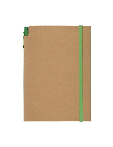 Next Promo μπλοκ ριγέ Α5 80 φύλλων με πράσινο λάστιχο και στυλό