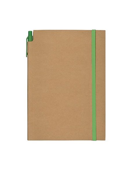 Next Promo μπλοκ ριγέ Α5 80 φύλλων με πράσινο λάστιχο και στυλό