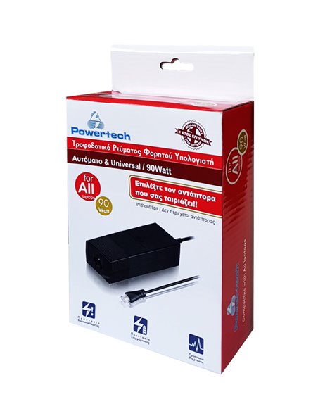POWERTECH αυτόματο τροφοδοτικό laptop PT-31, 90watt, χωρίς βύσματα