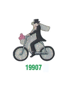 Αυτοκόλλητα υφασμάτινα "Νεόνυμφοι σε ποδήλατο" 4x4εκ.