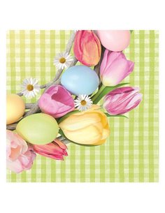 Χαρτοπετσέτες 20τεμ. 33x33εκ "Στεφάνι με τουλίπες-αβγά" (SD_WL_010001)