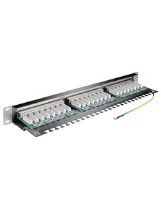 GOOBAY patch panel 93048 19"/1U, 24x ports, CAT 6 STP, μαύρo