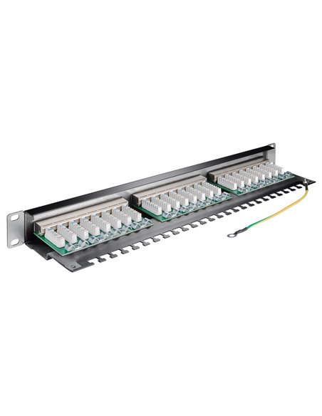 GOOBAY patch panel 93048 19"/1U, 24x ports, CAT 6 STP, μαύρo