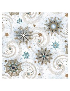 Χαρτοπετσέτες 20τεμ. 33x33εκ "χρυσά και τιρκουάζ αστέρια" (SDGW 017901)