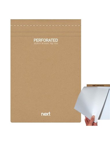 Next μπλοκ σημειώσεων perforated λευκό 20x29εκ., 80φ., 70γρ.