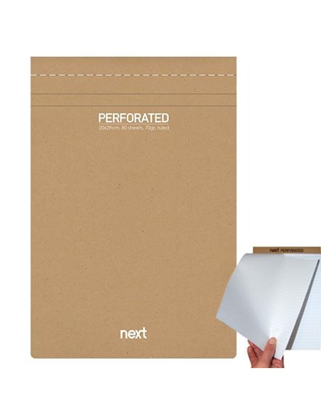 Next μπλοκ σημειώσεων perforated λευκό 20x29εκ., 80φ., 70γρ.