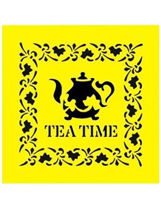 Στένσιλ πλαστικό "Tea time" 16x16εκ.  (ST0065)
