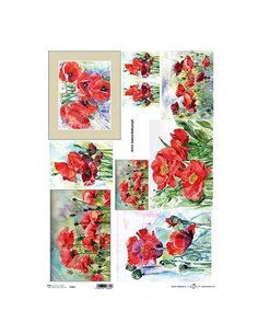 Ριζόχαρτο "poppies" 42x29.7εκ.   (ITD-R085L)