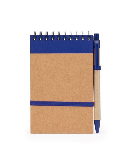 Σημειωματάριο σπιράλ Υ14,4x9,7εκ. κραφτ με μπλε και ασορτί στυλό 70 φυλλα