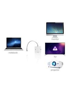 POWERTECH αντάπτορας mini DisplayPort σε HDMI/DVI/VGA CAB-DP016, λευκός