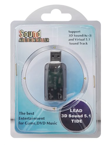 POWERTECH κάρτα ήχου USB CAB-U036, 5.1CH, έξοδος μικροφώνου & ακουστικού