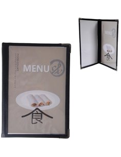 Μενού εστιατορίου μαύρο 4 σελίδες 14x21εκ