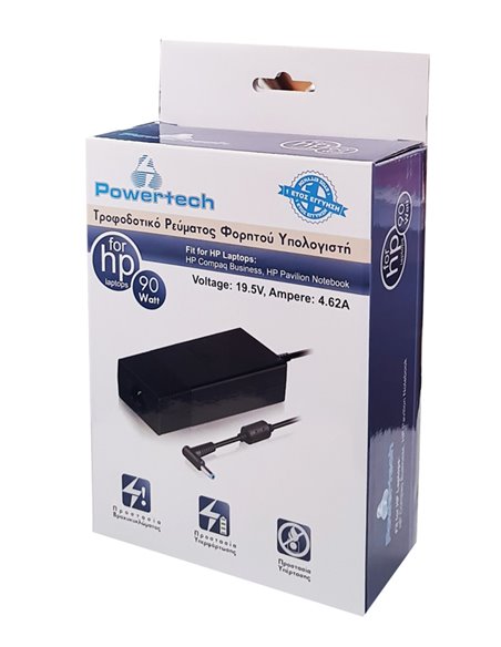 POWERTECH φορτιστής laptop PT-286 για HP, 90W, 19.5V, 4.62A