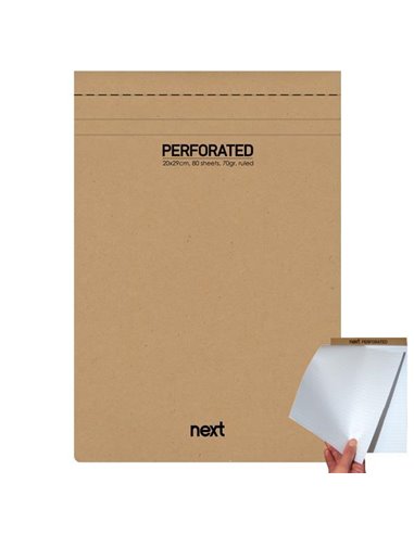 Next μπλοκ σημειώσεων perforated ριγέ 21x29εκ., 80φ., 70γρ.