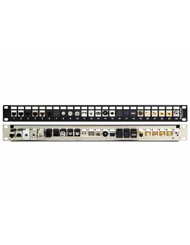 DELOCK keystone patch panel 43277, 19"/1U, 24 ports, μαύρο