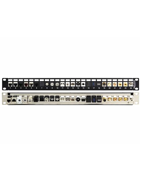 DELOCK keystone patch panel 43277, 19"/1U, 24 ports, μαύρο