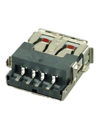 USB 2.0 Connector A TYPE, down MID Solder, Silver/Black