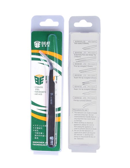 BEST Αντιστατική Τσιμπίδα BST-205ESD, Non Magnetic, 125mm, Κυρτή