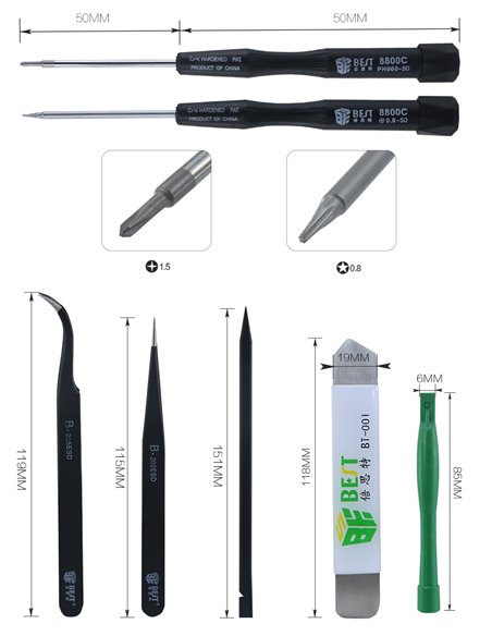 BEST Repair Tool Kit BST-609, για iPhone, 8 τμχ
