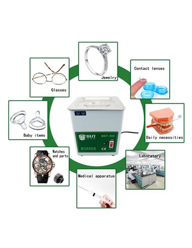 BEST Ultrasonic Cleaner BST-300, Stainless Steel, 50W